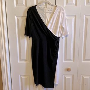 2/$30 NWOT - Draped black and white dress, sz 12